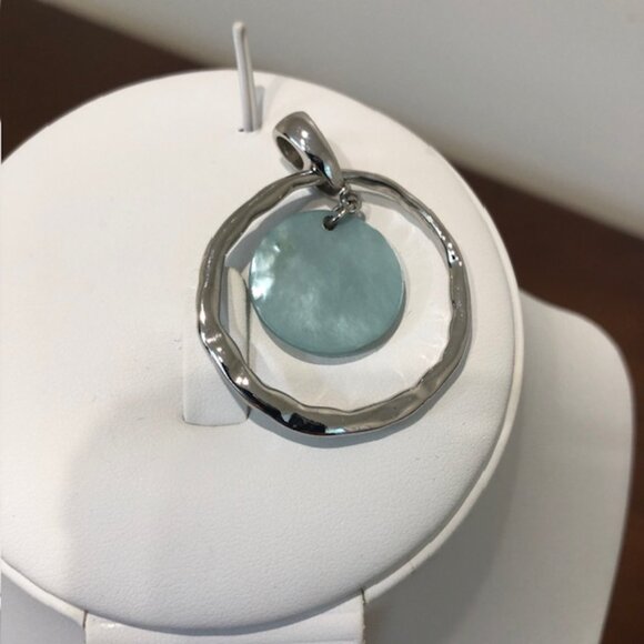 Silver Tone Blue Multi Circular Oval Pendant Pre-Owned. - Picture 4 of 9